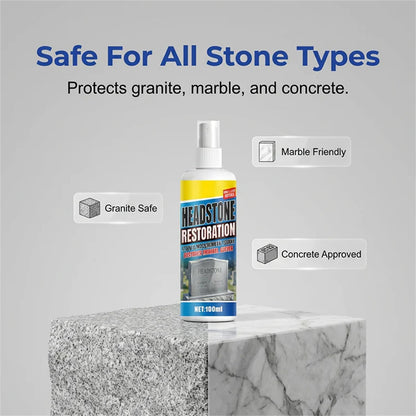 Headstone Restoration and Cleaning Spray - Tombstone Monument Cleaner for Granite Marble Cemetery Memorials - Gentle Stone Care Formula 100ml/3.4oz (2PCS+2*Towel)