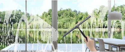 J&V TEXTILES All-Purpose Stainless Steel Shower Squeegee for Glass Doors with Adhesive Hooks, Squeegee for Shower Glass, Bathroom Household Cleaner Tool, 10 Inch (Gold)