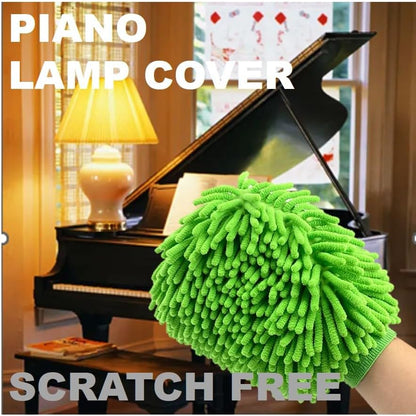 QUALIALL, Green Chenille Microfiber Dusting Mitt, 10.5x8 Inch, Electrostatic, Reusable, Scratch-Free, No-Dust Fly Duster for Sensitive Surfaces