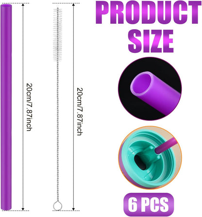 6pcs Replacement Straws for Owala Freesip 24/32oz, Reusable Plastic Straws with Cleaning Brush Tumbler Accessories Parts for Owala Flip 24/32oz Stainless Steel Insulated Water Bottle