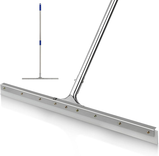 MHM AquaSlide PushPro – 28-Inch Heavy Duty Squeegee for Concrete Floors & Wet Surfaces | Industrial Rubber Blade Water Removal Tool for Garages, Warehouses, Driveways & Commerical Use