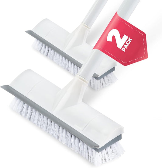 BOOMJOY Grout Brush with Long Handle, 57" Grout Cleaner for Tile Floors, Double-Sided with V-Shape Stiff Bristles for Bathroom, Patio, Kitchen, Wall, Corners and Deck