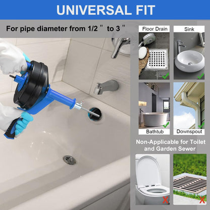 Drain Auger, Clog Remover with Drill Adapter, 25 Feet Flexible Plumbing Snake Use Manually or Powered for Kitchen, Bathroom and Shower Sink, Comes with Gloves (orange)