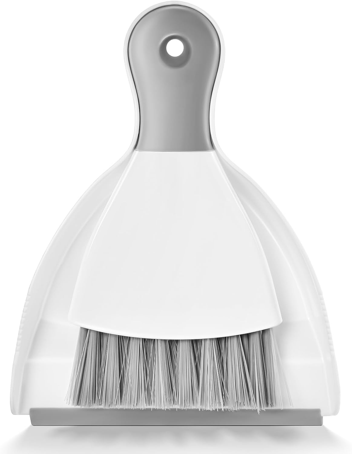 SUBEKYU Dustpan and Brush Set with Bamboo Handle, Hand Mini Broom and Dustpan Set, Small Broom and Dustpan Set for Kitchen/Desktops/Bedroom, White, 1 Set