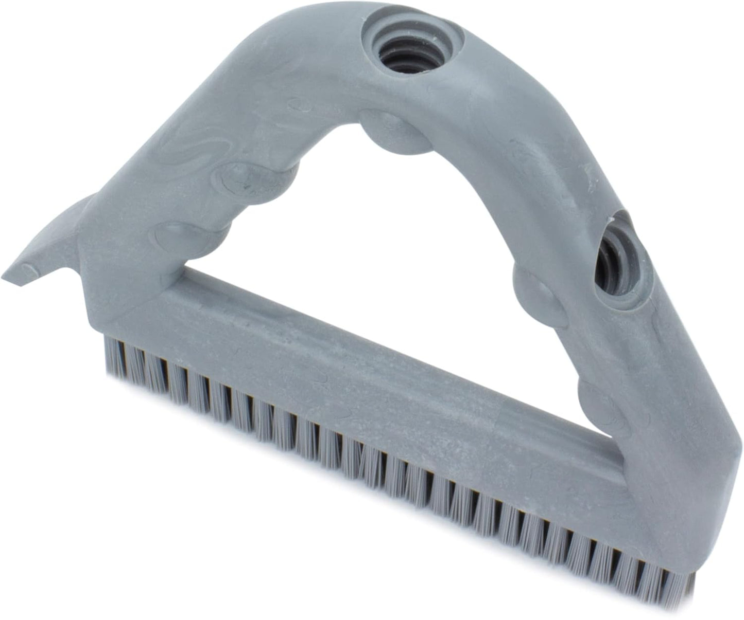 SPARTA Plastic Commercial Grout Brush, Triangle-Shaped Scrub Brush with Scraper and Two Threaded Holes for Attaching Handle (Sold Separately), 9 x 7 x 7 Inches, Gray