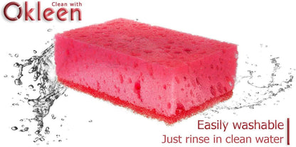 Green Multi Use Scrub Sponge. Made in Europe. 9 Pack, 4.3x2.8x1.4 inches. Odorless Heavy Duty and Non Scratch Fiber. Best, Durable, Delicate, Porous, Non Cellulose Kitchen Sponges and Scrubbers
