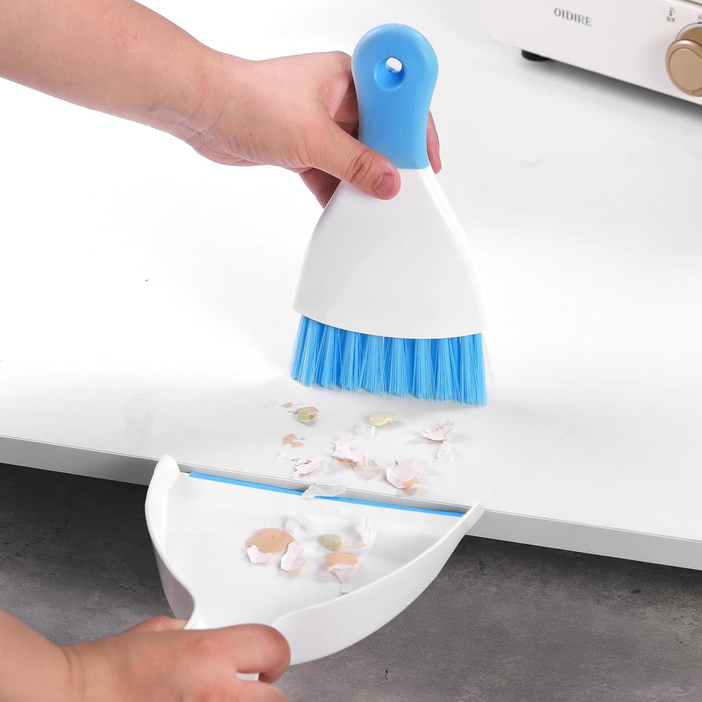 NACENA Mini Dustpan and Brush Set 2 Pack, Small Broom and Dustpan Set Dust Pan and Mini Hand Broom Dustpan and Broom Combo Compact for Home Table Keyboards Sofa Kitchen, Blue