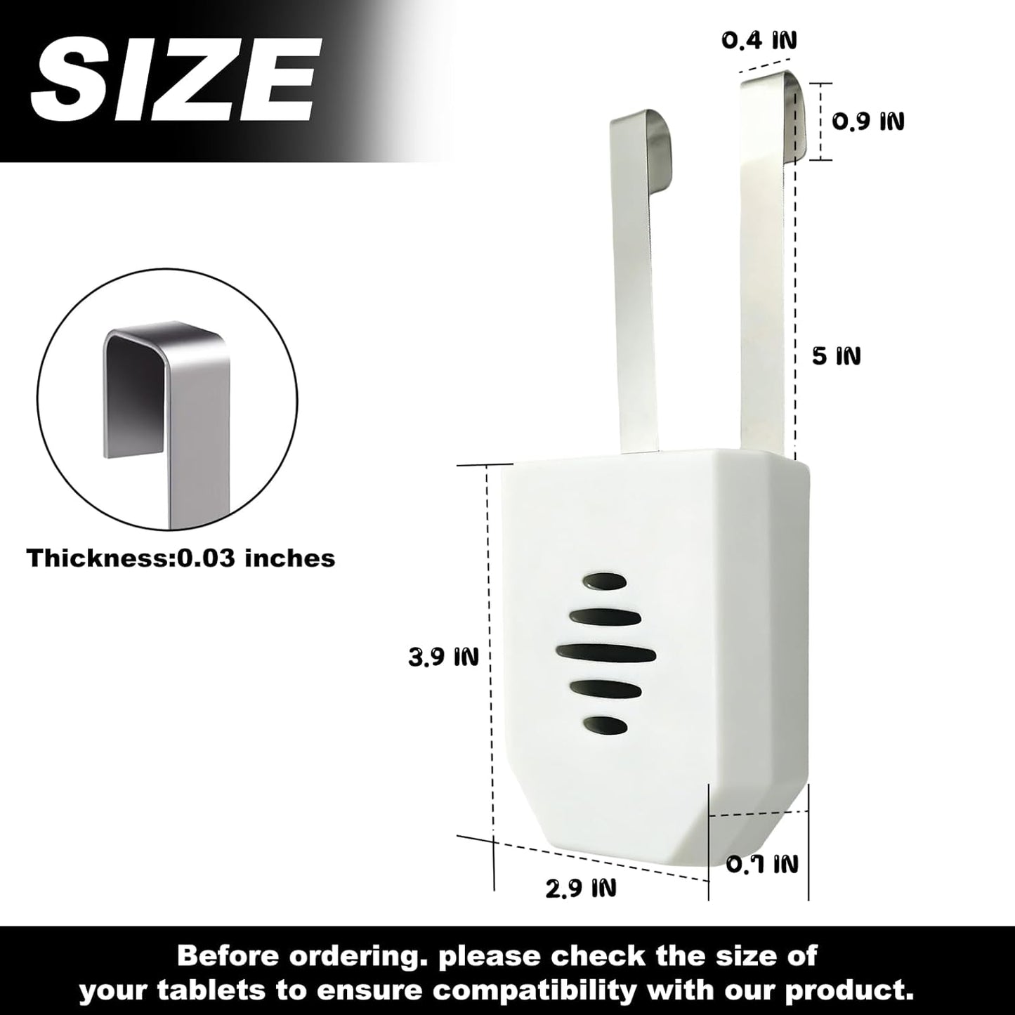 Toilet Tank Tablet Holder, Hanging Toilets Bowl for Toilets Tank Tablet, Plastic & Stainless Steel Tablets Organizer Reduces Dissolved Residue Buildup, Toilet Tank Accessory, White