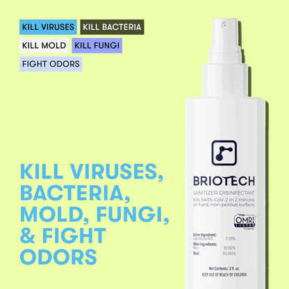 BRIOTECH Sanitizer Disinfectant Hypochlorous, Kill 99.99% of Viruses & Bacteria, Control Mold, Eliminate Odor, Gentle for Nursery & Play Rooms, Food Contact Surface Sanitizer, 1 Gallon Refill