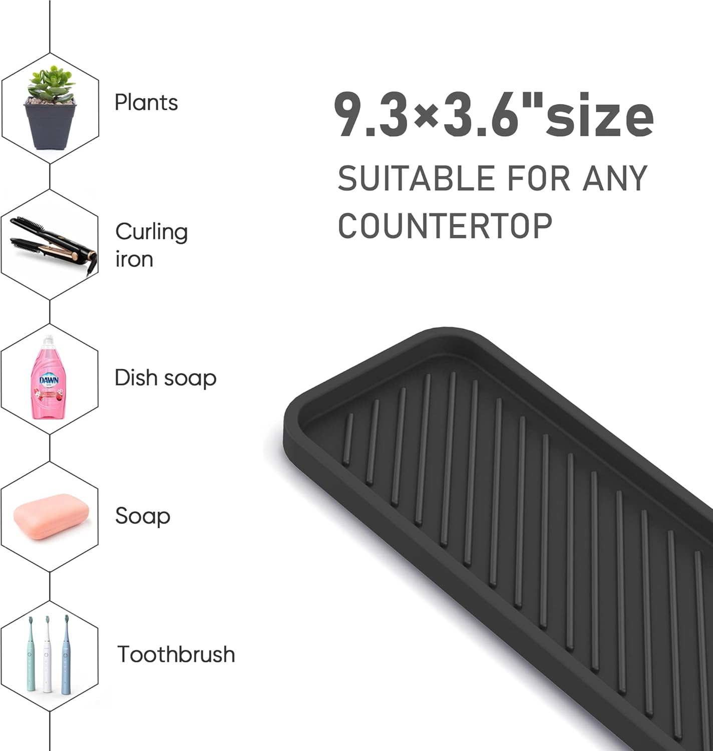 EG-SIPRO Silicone Sponge Holder, Kitchen Sink Organizer Tray, Sponge Caddy for Bathroom Counter, Dish Soap Holder, Scouring Pad