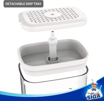 MR.SIGA Dish Soap Dispenser for Kitchen,2 in 1 Premium Sponge Holder, Dishwashing Soap Pump Dispenser for Countertop, Black
