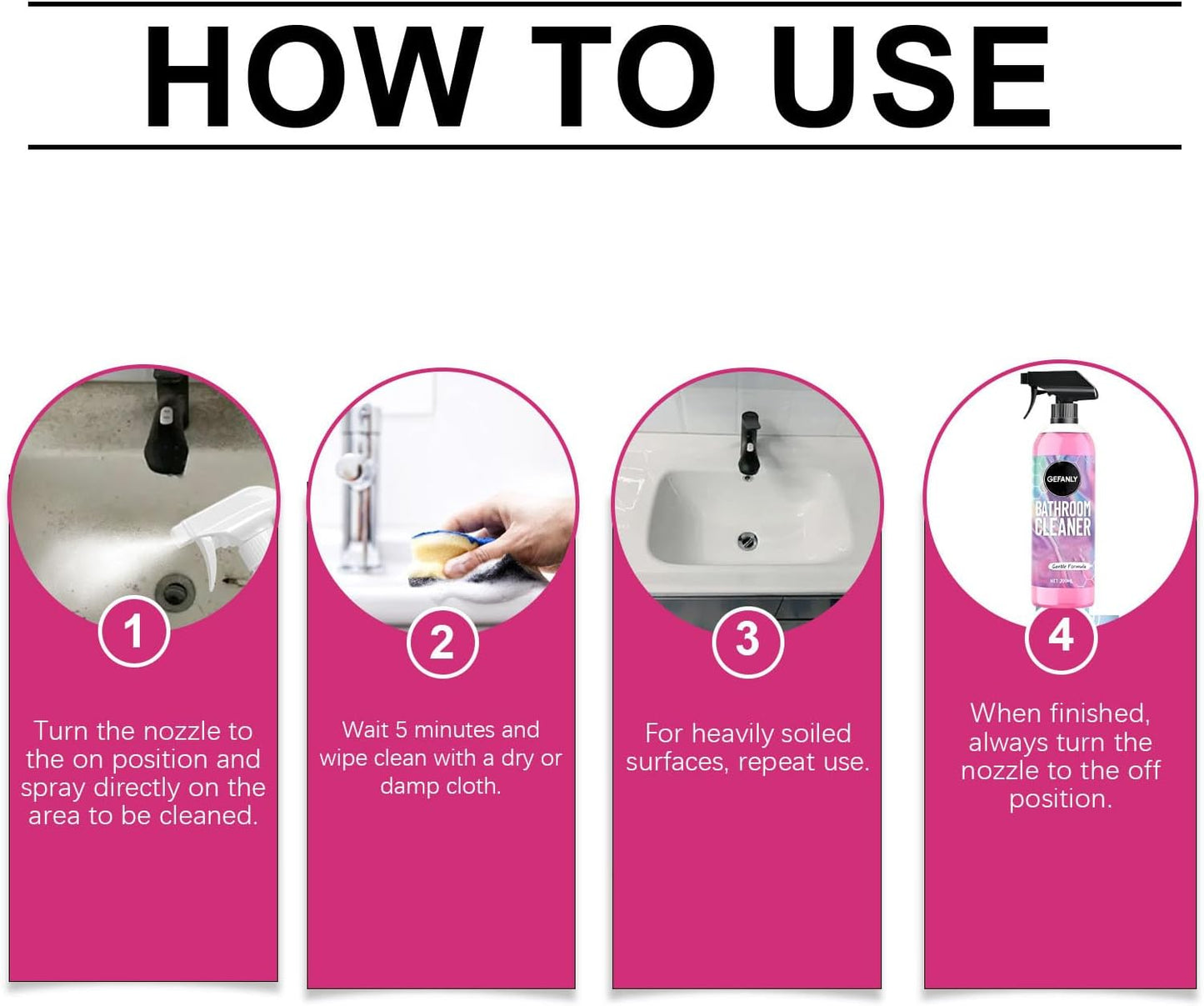 Gefanly Bathroom Cleaner, 10 Fl Oz Powerful Pink Bathroom Cleaner Spray, Bathrooms Descaler Foam Cleaners for Sink Tub Floor Tile (1pcs)