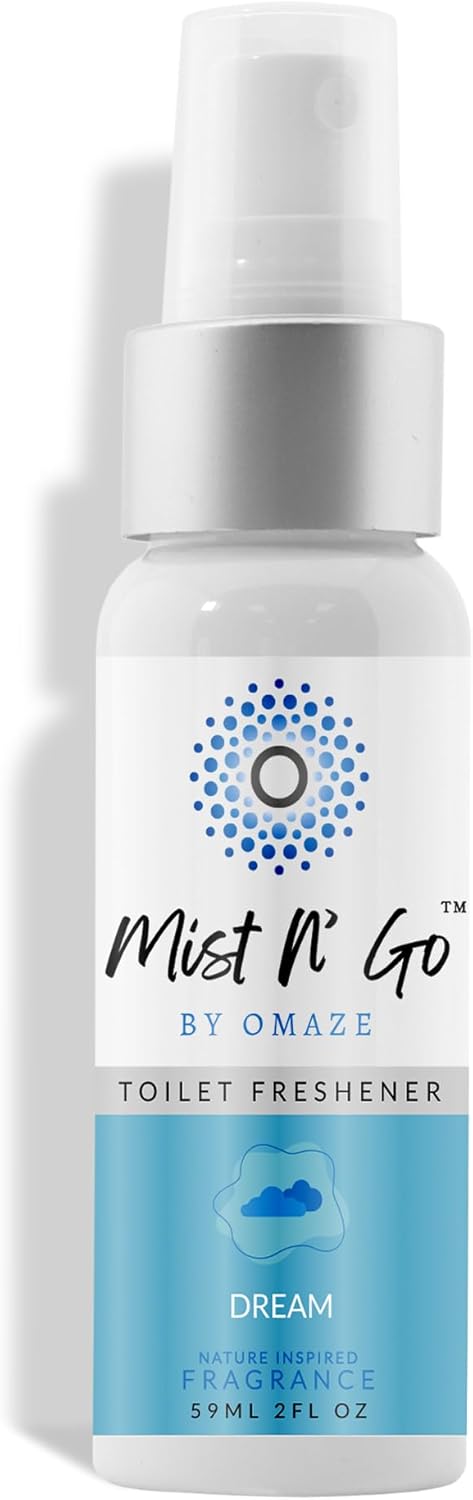 Mist N’ Go by Omaze Travel Bathroom Spray for Toilet Spray Odor Eliminator - Travel Toilet Spray for Bathroom Air Freshener Spray for Bathroom Deodorizer - Clean Mix, Travel Size (1oz x2)