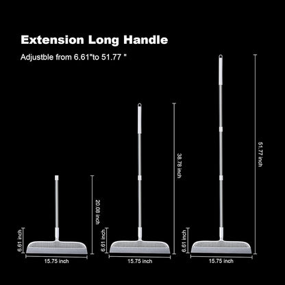 Multifunction Floor Squeegee Broom for Pet Hair Removal, Silicone Magic-Style Broom for Floor Cleaning, 51.77" Long Handle for Carpet, Bathroom Tile, Hardwood Floors, Garage, Liquid Spills, Fine Dust