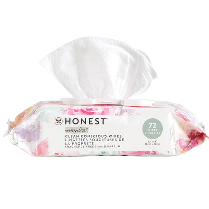 The Honest Company Hypoallergenic Multi-Use Baby Wipes for Sensitive Baby Skin, Rose Blossom, 60 Count