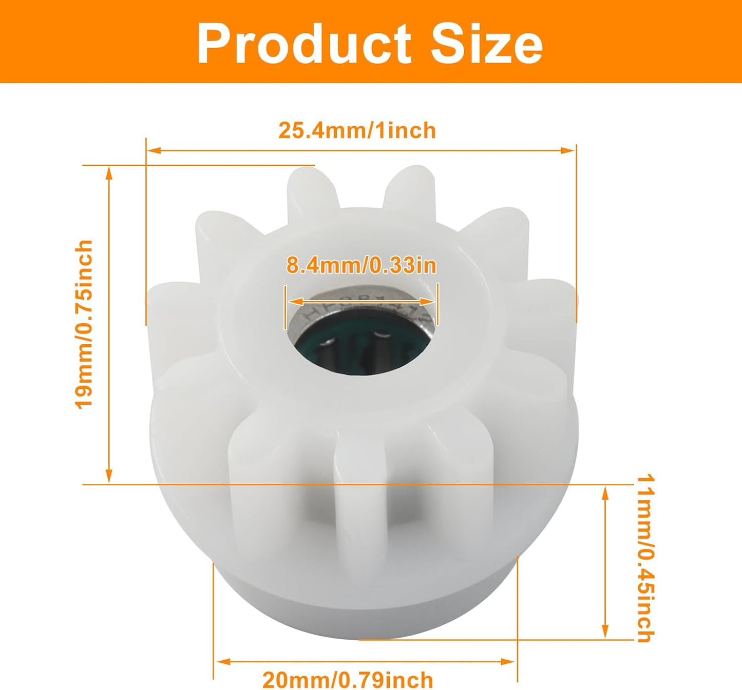 6 Pack Spin Mop Bucket Gear Replacement – Stainless Steel & Plastic White Gears, One Way Clutch Bearing Sprockets for Spin Mop Bucket Repair