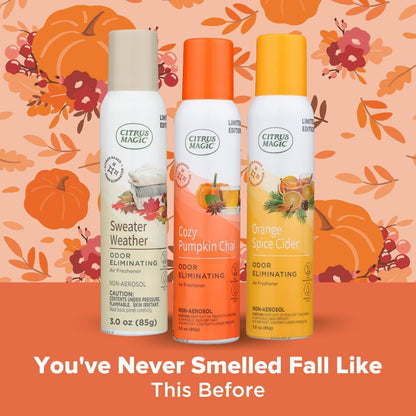 Citrus Magic Limited Edition Natural Odor Eliminating Air Freshener Spray, Orange Spice Cider, 3-Ounce, Pack of 3