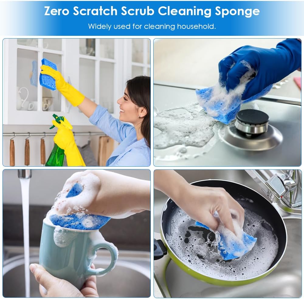 8PCS Dish Sponges Kitchen, Premium Blue Dish Washing Kitchen Sponge, Compressed Cleaning Sponges for Cleaning Kitchen and Bathroom, Non Scratch Scrub Sponge, Cleans Quickly and Well