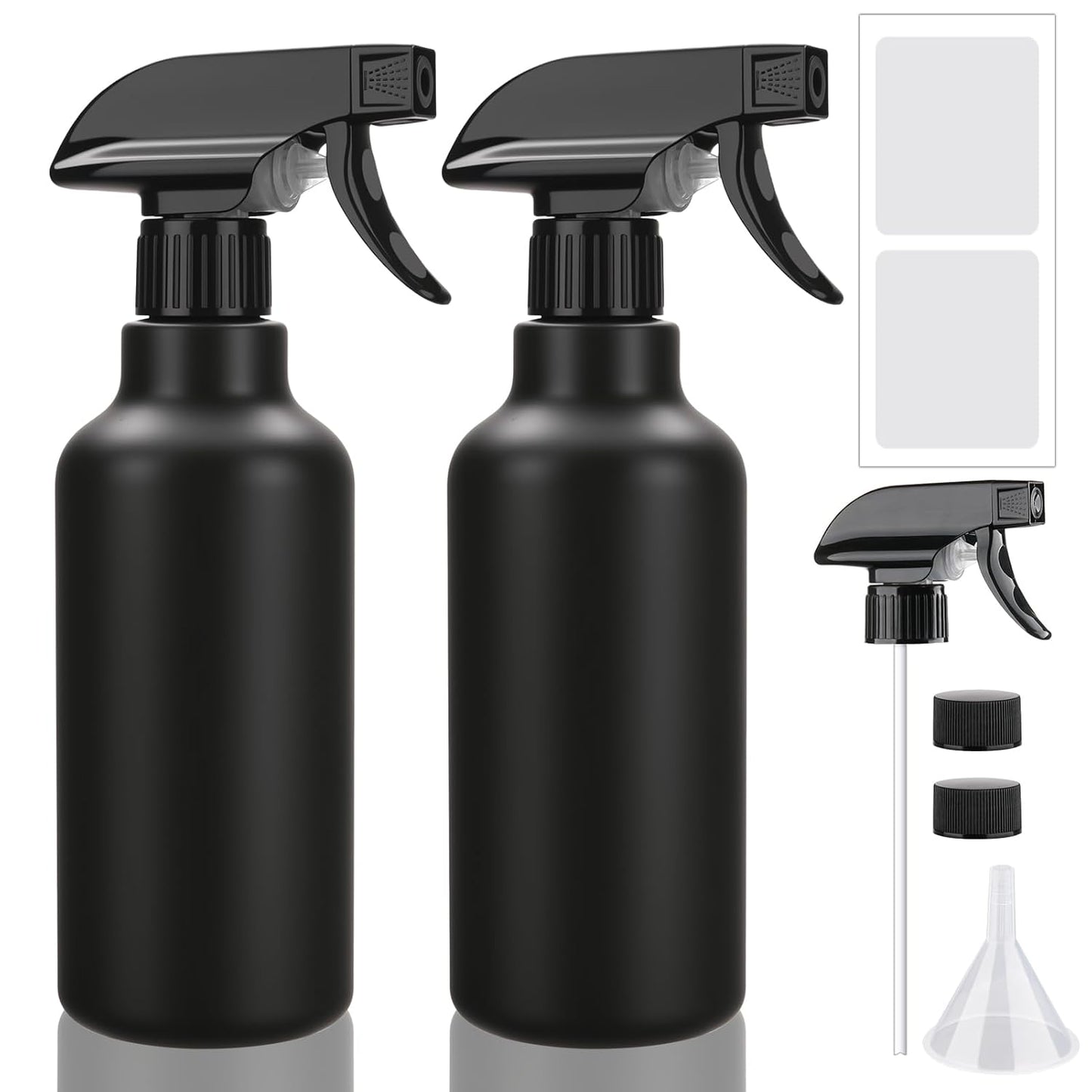 Plastic Spray Bottles Empty Spray Bottle 16.9oz/500ml 2 Pack Heavy Duty Spraying Bottles Mist/Stream Water Bottle for Cleaning Solutions, Essential Oils, Hair (Clear)