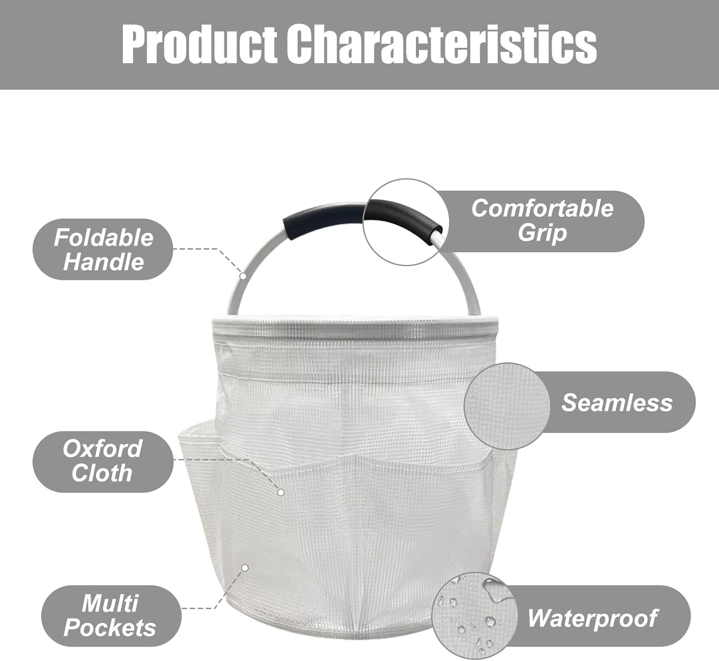 Qivine 17L Cleaning Caddy with Handle, Cleaning Supply Caddy Foldable Tool Bag Cleaning Products Organizers Portable Cleaning Bucket Organiser for Storing Towels(Blue)