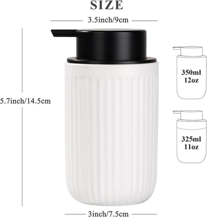 BosilunLife Dish Hand Soap Dispenser - Liquid Pump Soap Dispenser for Bathroom Decro 12oz Ceramic Kitchen Dish Dispenser with Rust-Proof Liquid Pump Modern Refillable Lotion Bottles