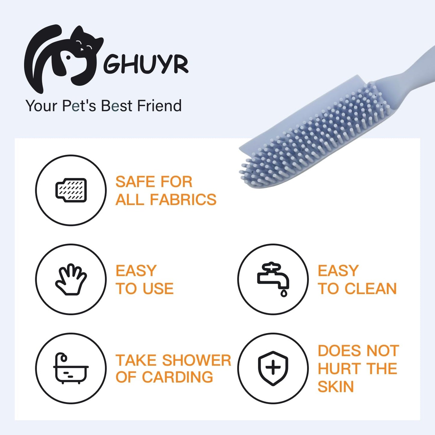 Professional Rubber Dog Hair Remover Brush for Car & Home – Auto Detailing Tool Removes Pet Hair from Vehicles, Furniture, SUVs, Trucks, RVs