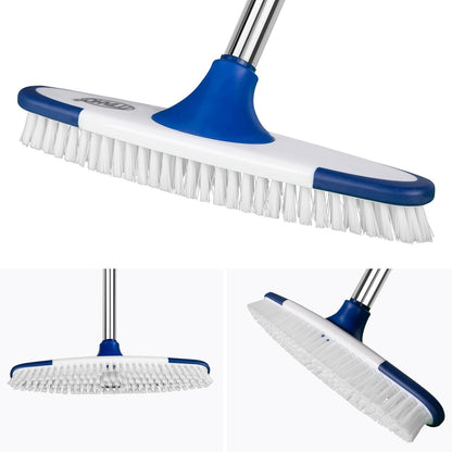 Floor Scrub Brush with Long Handle - 53" Deck & Grout Cleaner Brush Set for Tile, Marble, Stone, Bathroom, Patio, Garage, Deck & Floor Cleaning