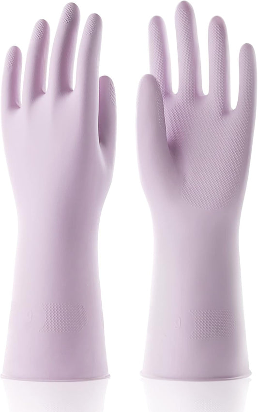 COOLJOB 3 Pairs Colorful Household Gloves with Cotton Liner & Non-slip Grip, Water Resistant Reusable Dish Washing Rubber Gloves for Kitchen & Bathroom Cleaning, Medium