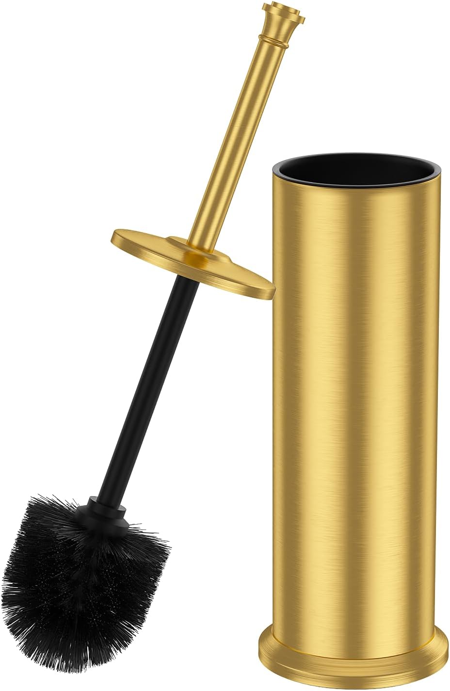 Stain Nickel Toilet Brush and Holder，Extra Long Handled Toilet Brush for Bathroom，Stainless Steel Heavy Duty Toilet Bowl Brush,Removable Inner Bowl,Deep Cleaning Dense Bristles Brush -Space Saving