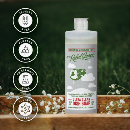 Rebel Green Unscented Super Deluxe Dish Soap, 16 OZ