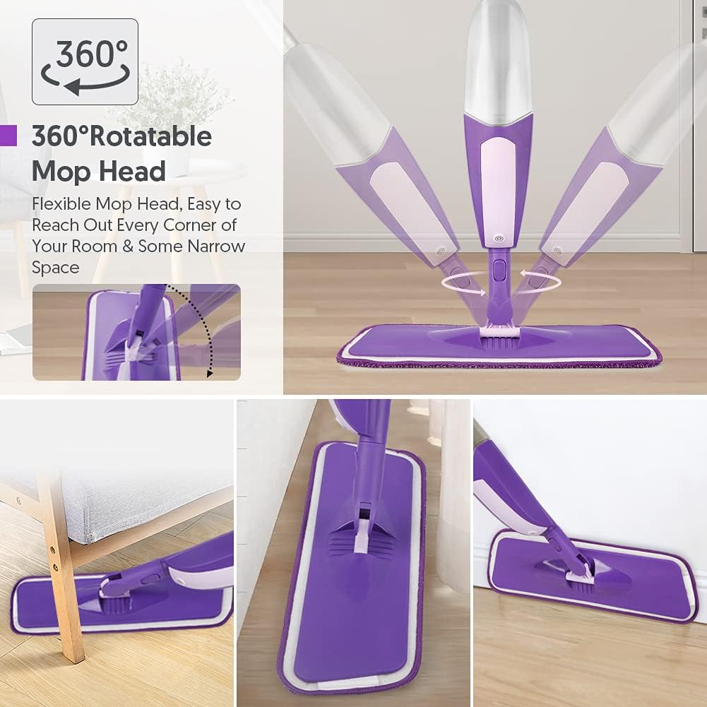 Microfiber Spray Mops for Floor Cleaning - SEVENMAX Dry Wet Floor Mop with Sprayer 3 Washable Pads fit Swiffer Powermop for Hardwood Laminate Tile Wood Vinyl Ceramic Home Kitchen Cleaning
