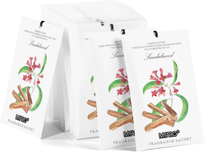 MYARO 12 Pack Fresh Linen Scented Sachets for Drawer, Closet & Car Air Freshener Bags | Odor Eliminator & Fabric Refresher | Crisp, Clean Home Fragrance Gift Set