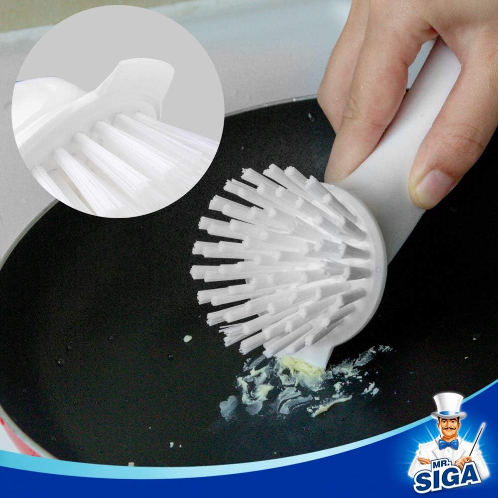 MR.SIGA Pot and Pan Cleaning Brush, Dish Brush for Kitchen, Pack of 2