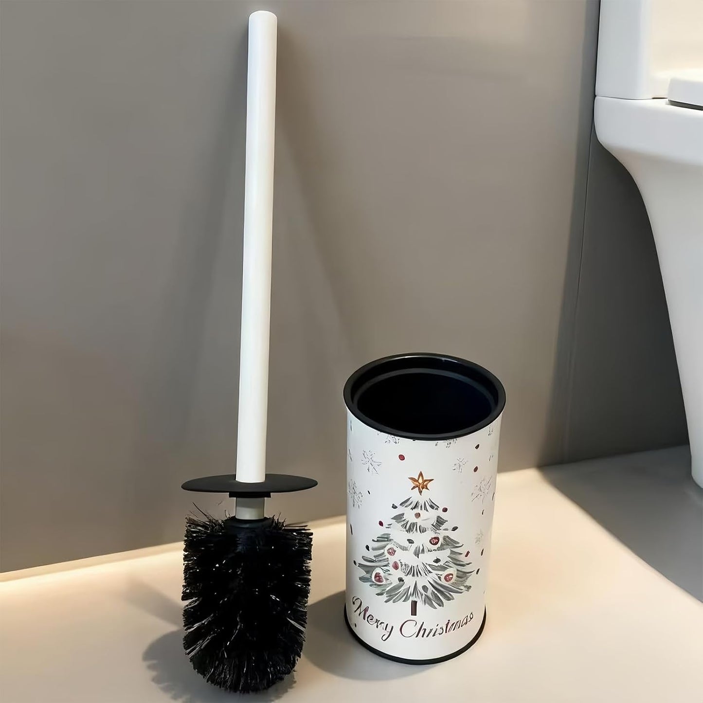 Toilet Brush and Holder Set - Toilet Bowl Brush and Holder with Sturdy Bristles Bathroom Accessories Toilet Cleaner Brush for Bathroom (White)