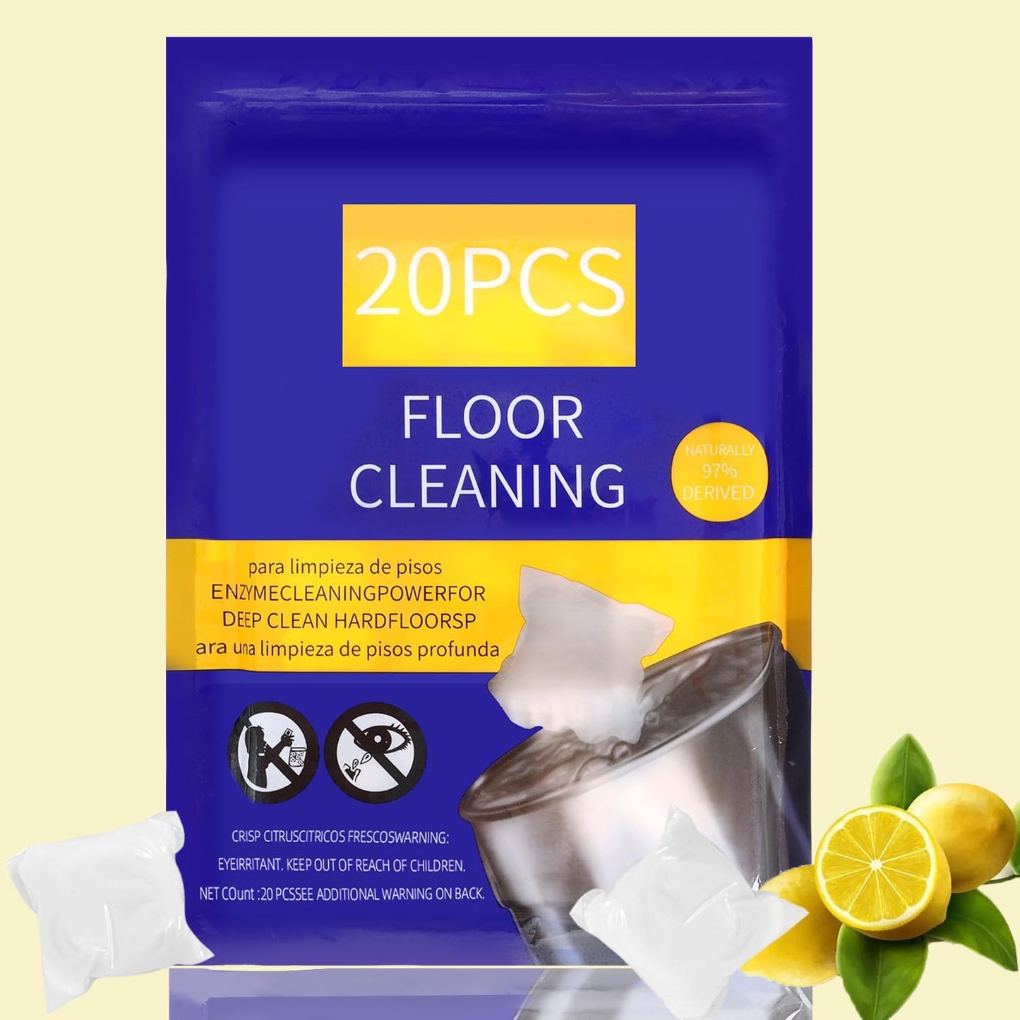 Natural Hard Floor Cleaner PACSS - Lavender Scent (20 Count) | Plant-Based Ingredients | Safe for Tile, Vinyl, Laminate & More | Compatible with OCedar & All Standard Mop Buckets