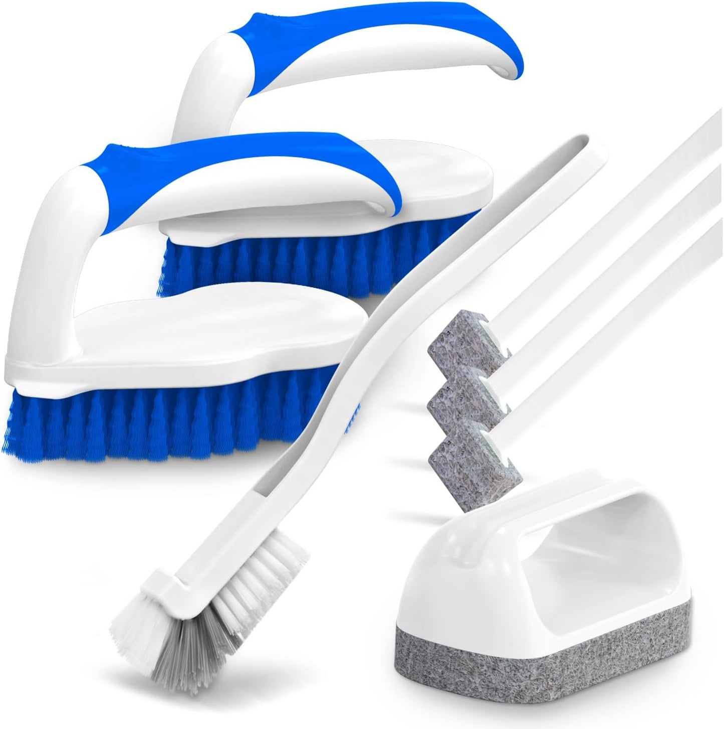 Holikme 7 Pack Deep Cleaning Brush Set, Scrub Pads with Scraper Tip for Pool Walls, Bathroom, Grout, Floor, Bike, Tub, Shower, Kitchen Surface (Green)