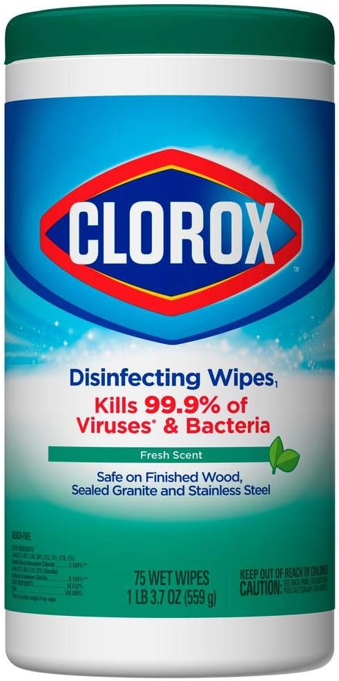 Disinfecting Wipes, Fresh Scent, 7 x 8, White, 75/Canister, 6 Canisters/Carton