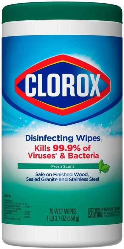 Disinfecting Wipes, Fresh Scent, 7 x 8, White, 75/Canister, 6 Canisters/Carton