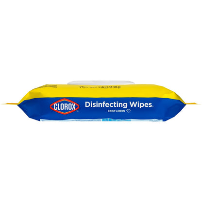 Clorox Disinfecting Cleaning Wipes Flex Pack, Bleach Free, Crisp Lemon, 75 Count (Pack May vary)