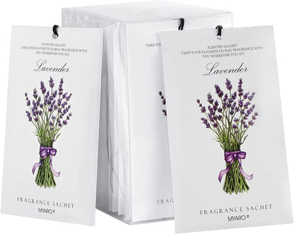 MYARO 12 Pack Fresh Linen Scented Sachets for Drawer, Closet & Car Air Freshener Bags | Odor Eliminator & Fabric Refresher | Crisp, Clean Home Fragrance Gift Set