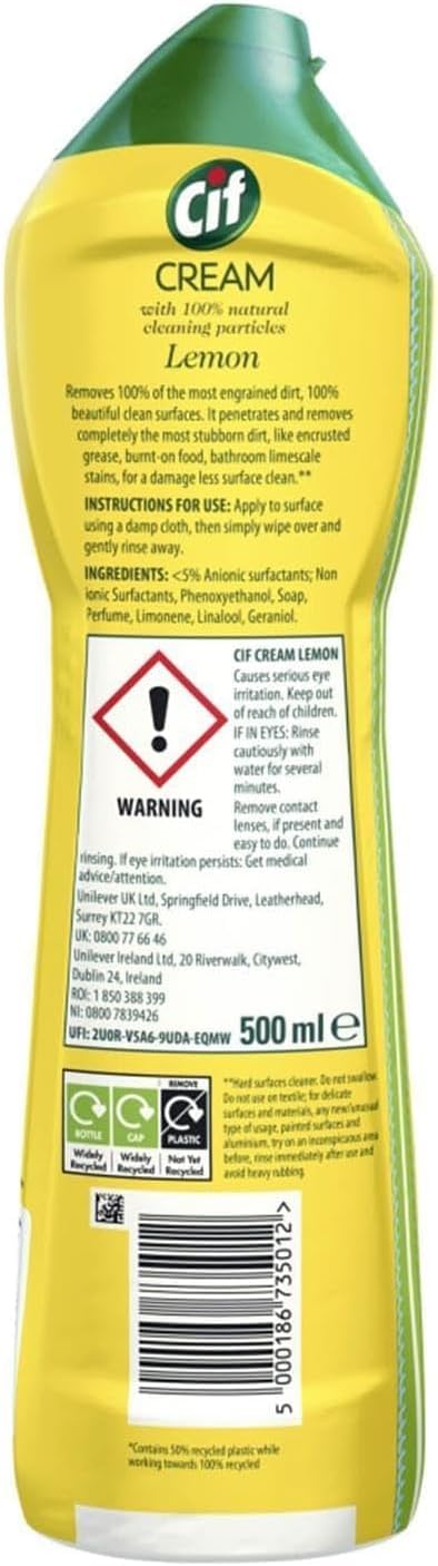 Cif Cream Lemon 500 Ml (pack Of 4)