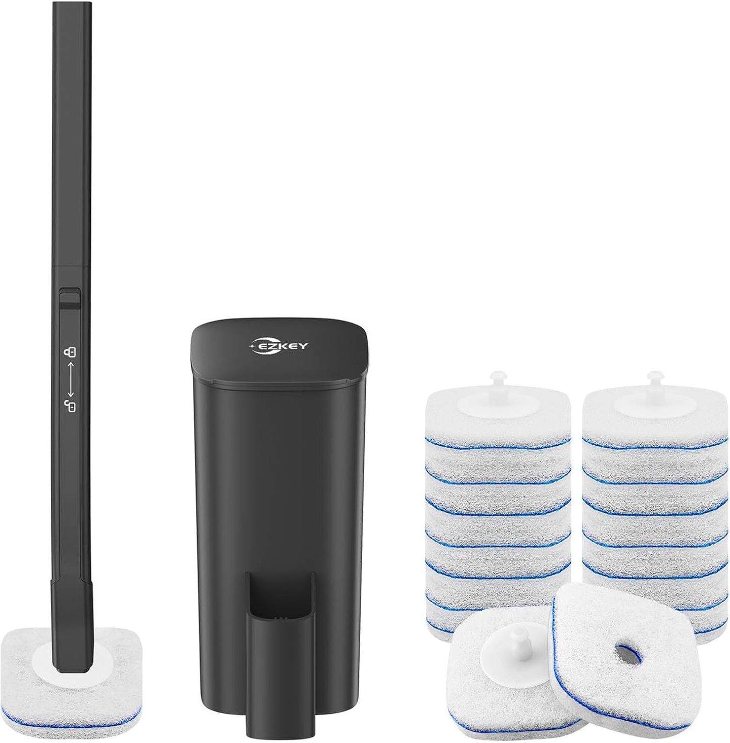 Disposable Toilet Brush, 14 Refills Toilet Bowl Cleaner Wand, Toilet Cleaner Brush Toilet Cleaning System Toilet Brush and Holder Set for Bathroom Cleaning (Black)