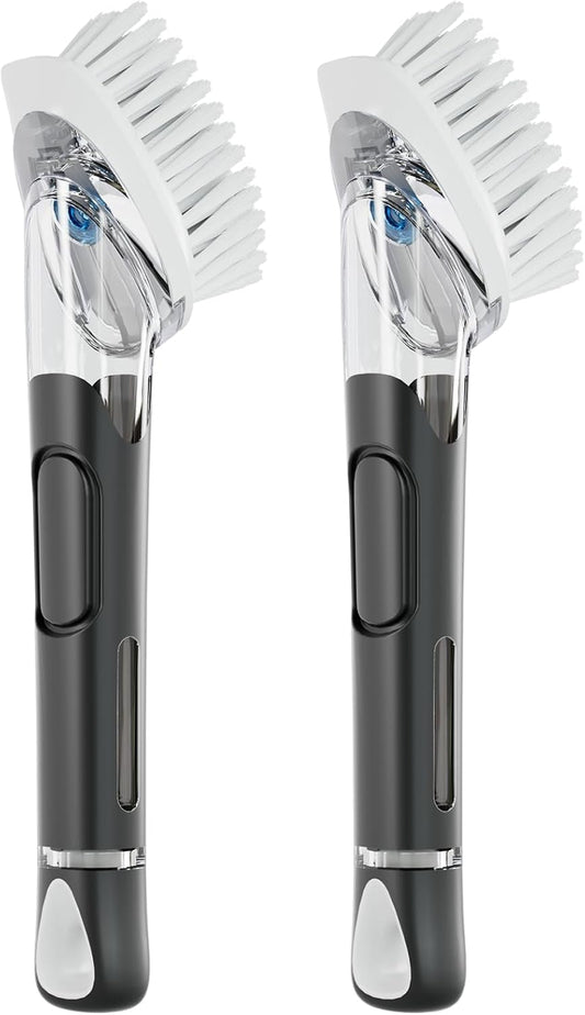 RIMAY Soap Dispensing Dish Brush, Dish Scrubber with Soap Dispenser, Dish Soap Brush, Dish Wand with Soap Dispenser Kitchen Brush for Dishes, Pans, Sink, Pots