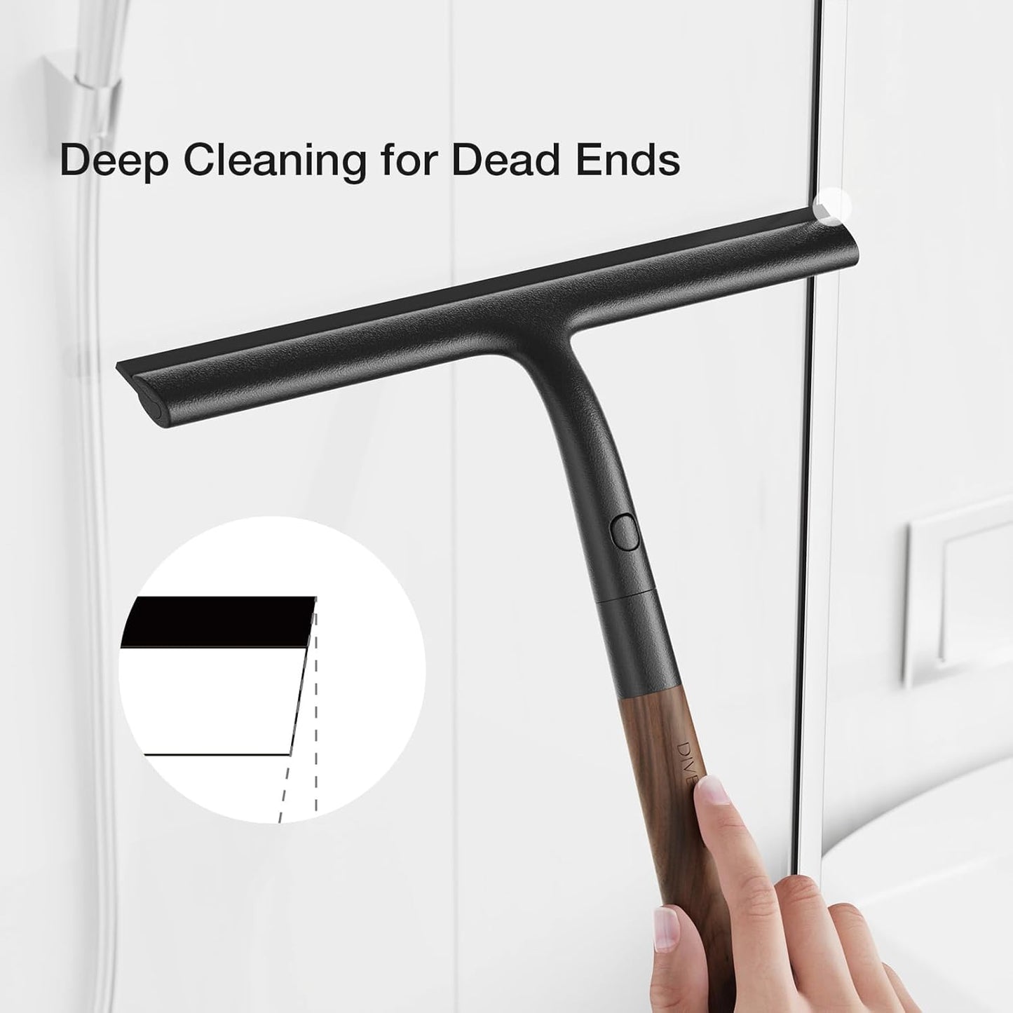 Silicone Shower Squeegee for Glass & Doors, Diveotree Multi-Purpose Squeegee for Bathroom Shower/Windows/Glass/Door, Heavy Duty Scrubber for Car Windshield Cleaning (White, 1pack)