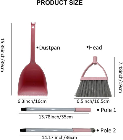 Kids Broom and Dustpan Set-Mini Dustpan and Broom for Children Housekeeping Pretend Play Cleaning Tools Set (Blue)