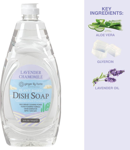Ginger Lily Farms Botanicals Plant-Based Liquid Dish Soap, Concentrated Formula with Max Grease Cleaning Power, Cruelty-Free, Fragrance-Free, 1 Gallon Refill (128 Fl. Oz.), Clear