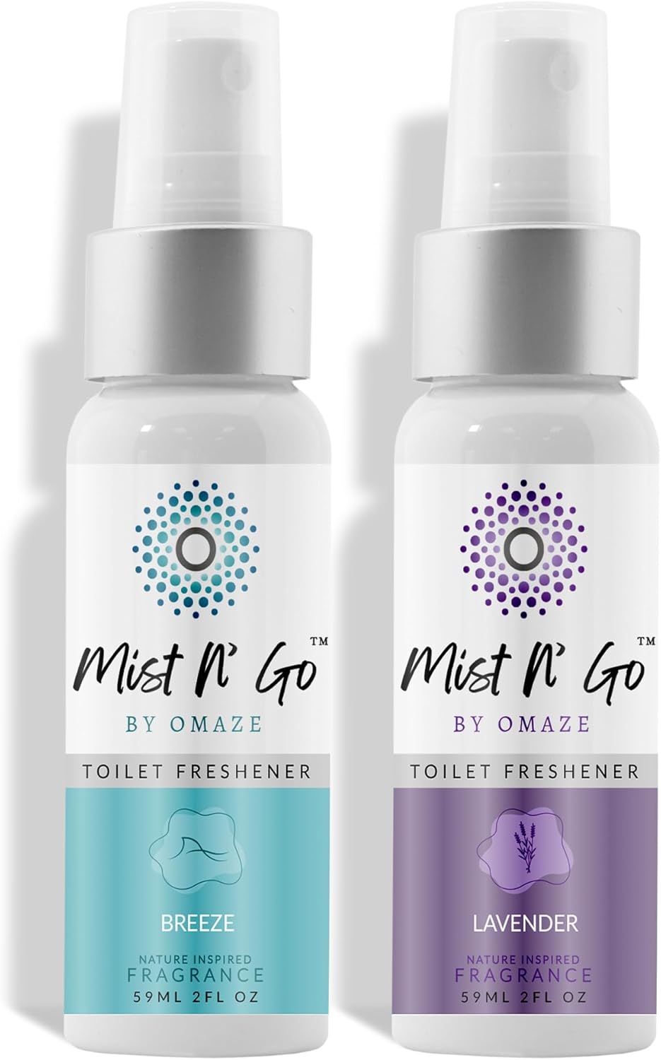 Mist N’ Go by Omaze Travel Bathroom Spray for Toilet Spray Odor Eliminator - Travel Toilet Spray for Bathroom Air Freshener Spray for Bathroom Deodorizer - Clean Mix, Travel Size (1oz x2)