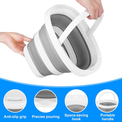 Collapsible Mop Bucket and Ice Bucket-5L(1.3 Gallon) Household Cleaning Silicone Dust Mops Bucket, Portable Bathroom Cleaning Supplies Square Bucket for Cleaning