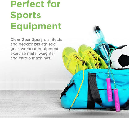 Clear Gear Disinfectant Cleaner, and Deodorizer For Sports Equipment, Gyms, and Fitness Centers - EPA-Registered, Hospital Grade, Made in USA - 1-Pack of 32 Oz Bottle Disinfecting Spray