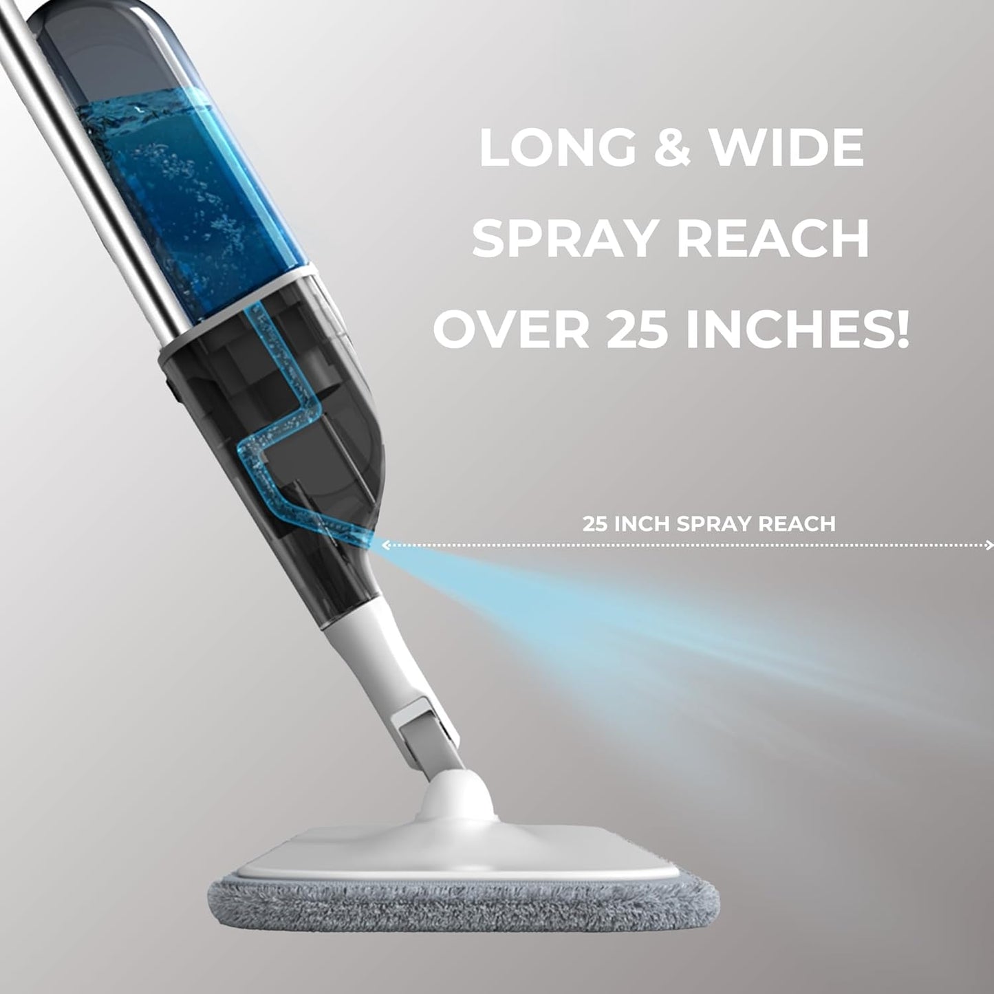 True & Tidy® SPRAY-250 Multi-Surface Spray Mop with 490ml Refillable Water Bottle for Floor Cleaning, Works on Wood, Tile, Marble etc, Use Any Cleaning Solution, Machine Washable Microfiber Mop Pads